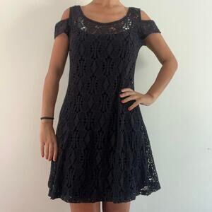 Black crochet lace dress free people